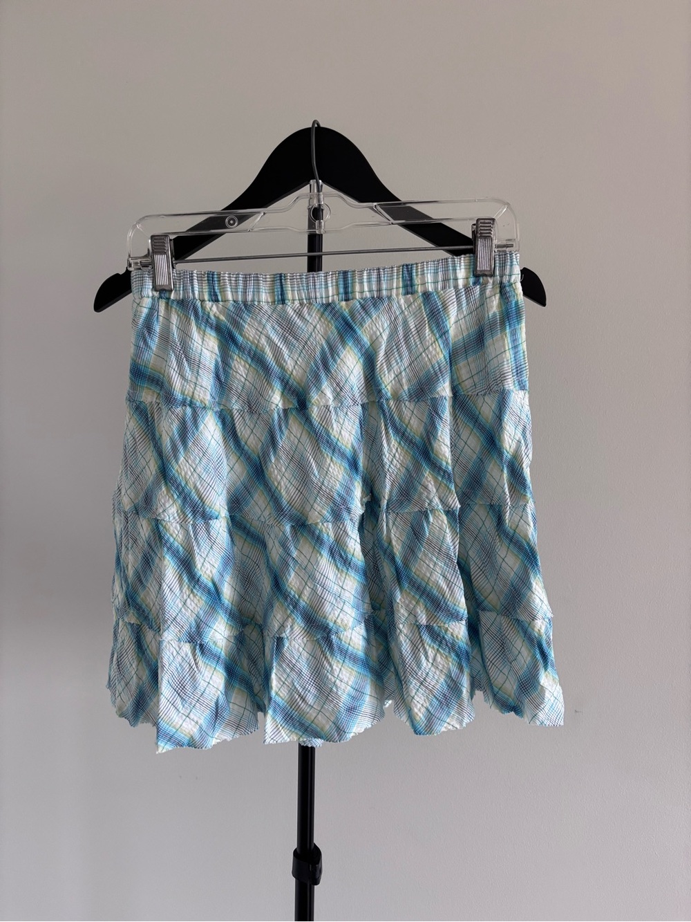 Drew Blue Plaid A-Line Mini Skirt | M | Beach | Resort | Preppy | EUC